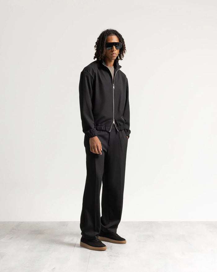 Pantalone fondo ampio tessuto classico - Nero