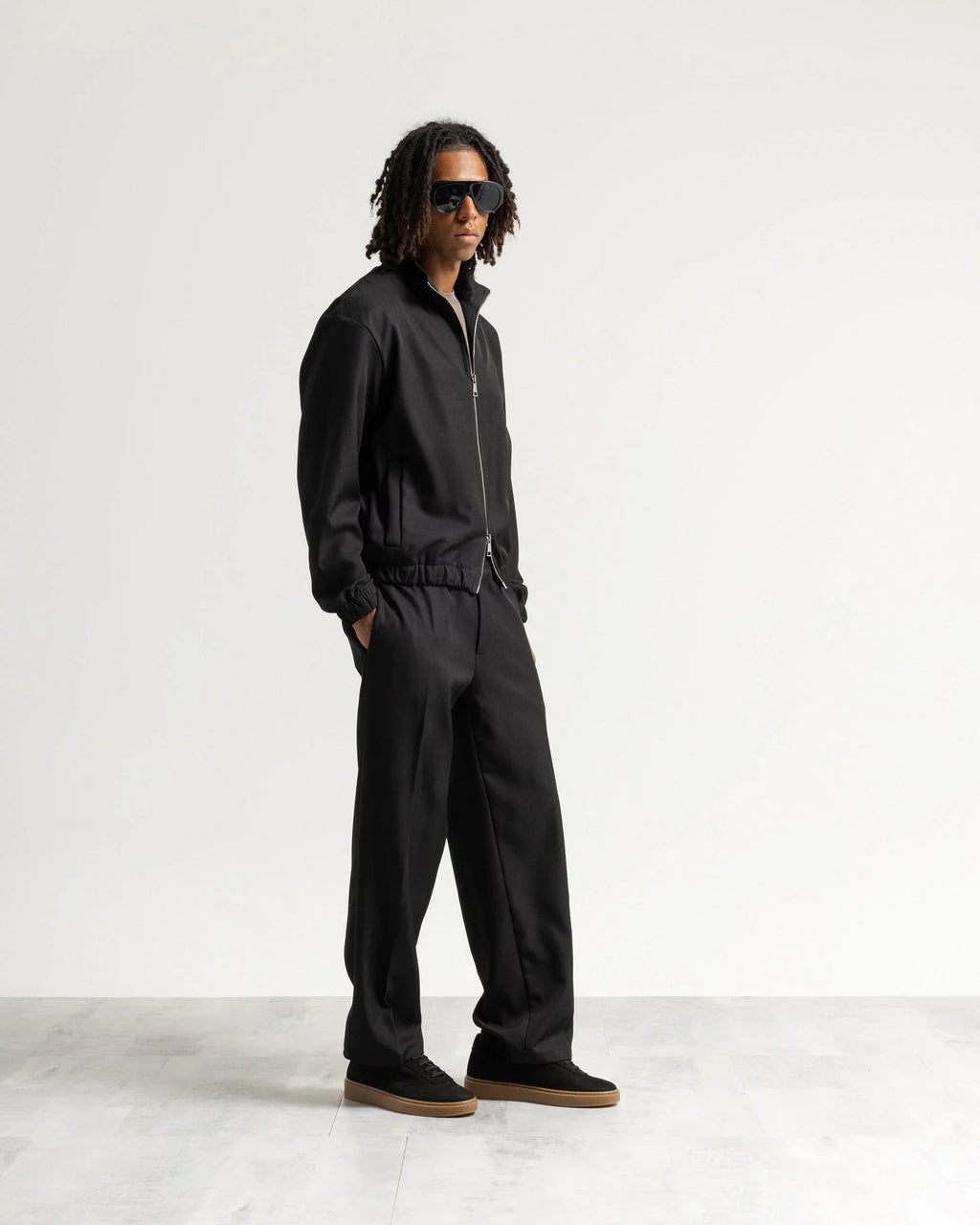 Giacca con zip mezzo collo tessuto classico