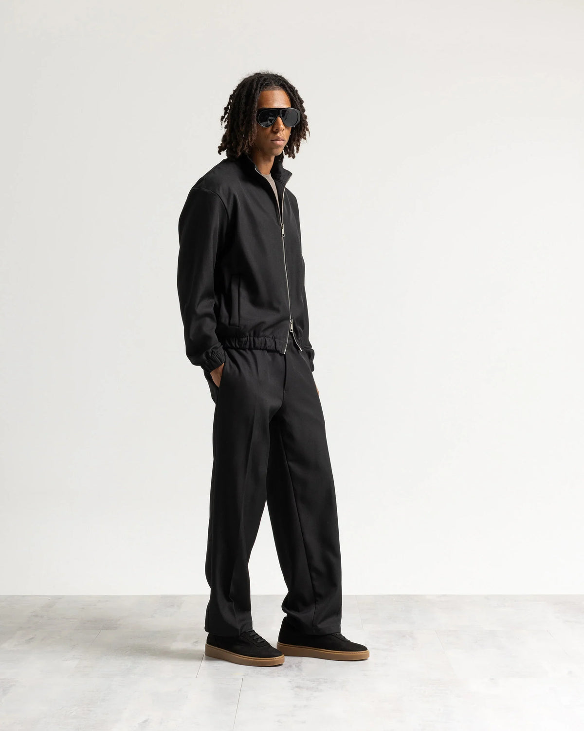 Giacca con zip mezzo collo tessuto classico