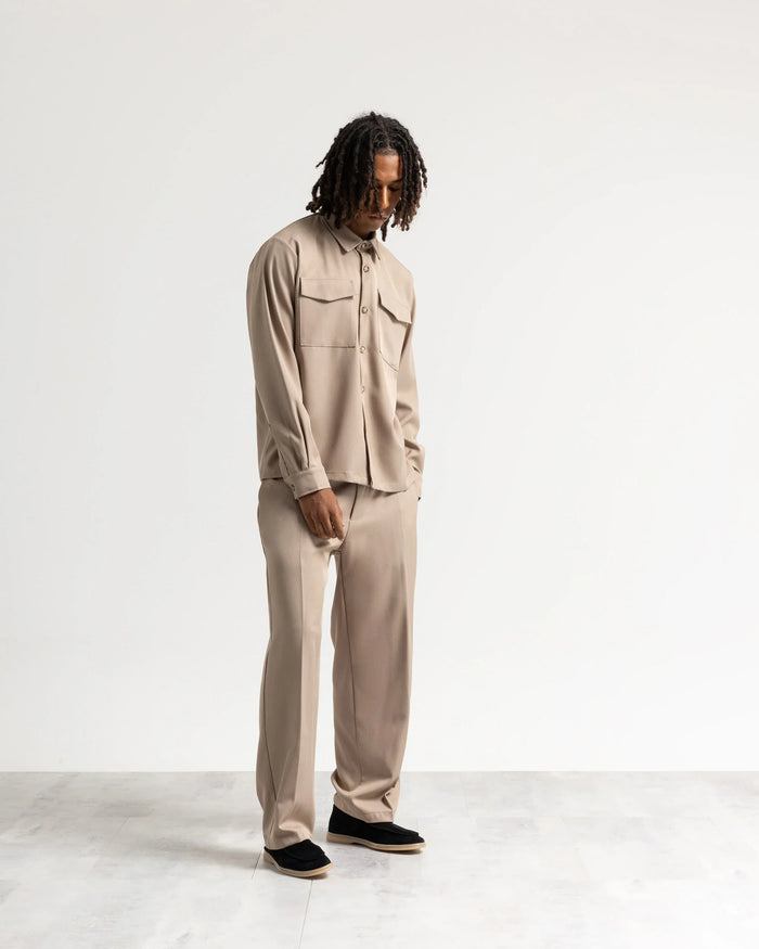 Camicia con tasconi tessuto classico - Beige
