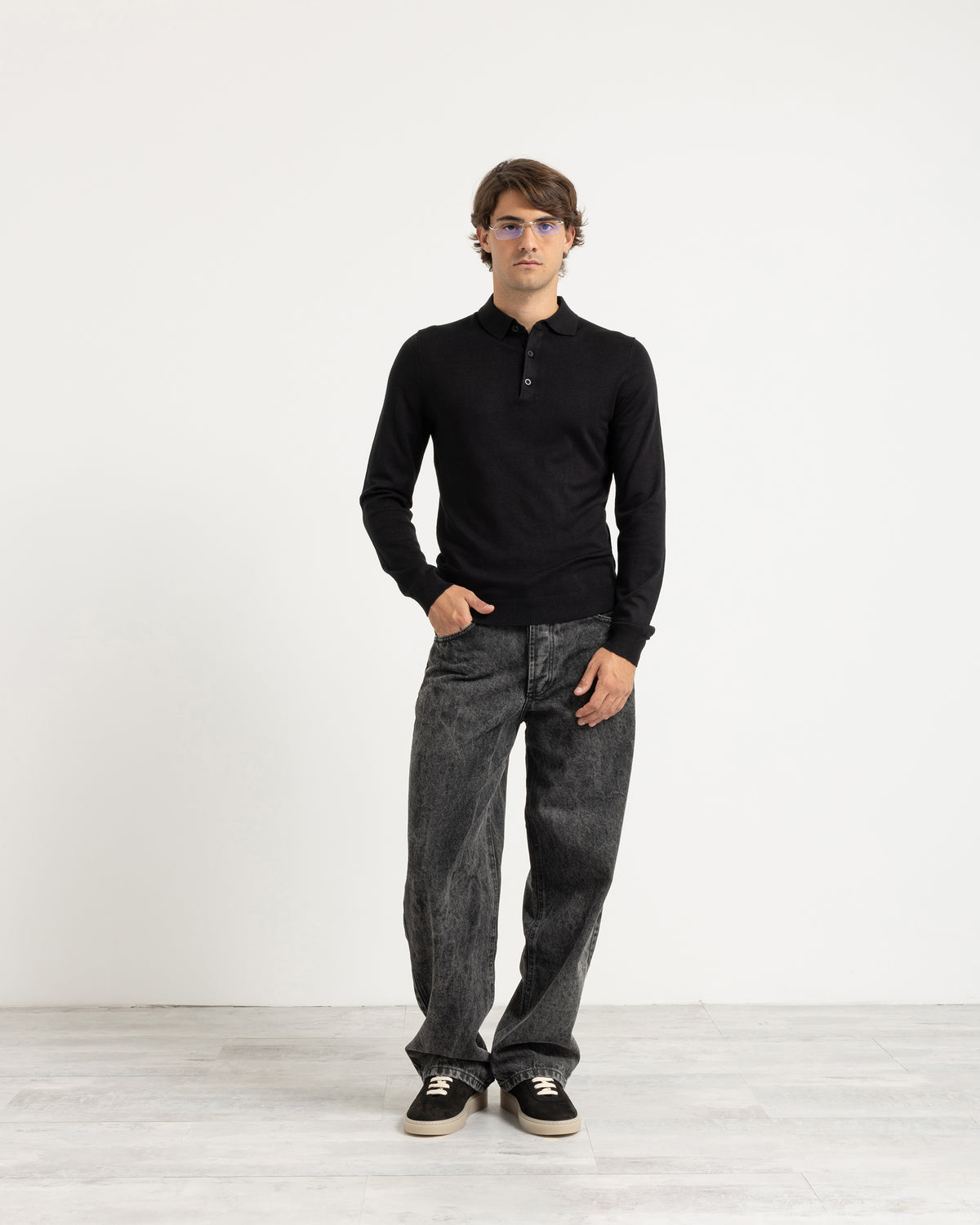 Polo in maglia manica lunga