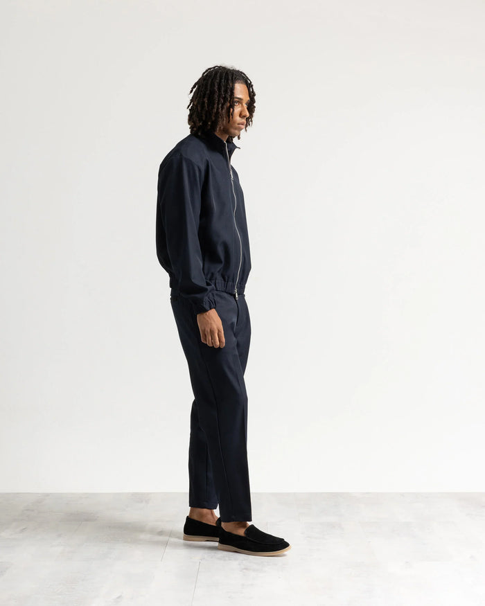 Giacca con zip mezzo collo tessuto classico - Blu