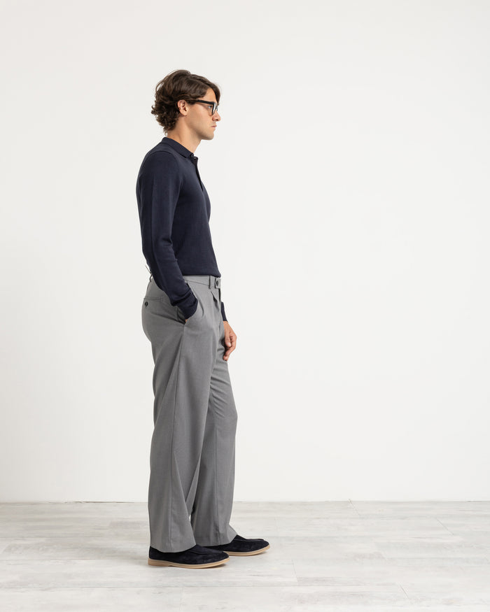 Polo in maglia manica lunga - Blu