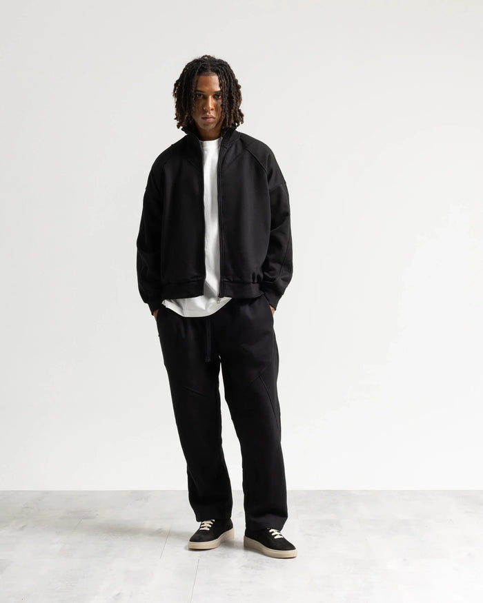 Felpa zip mezzo collo - Nero