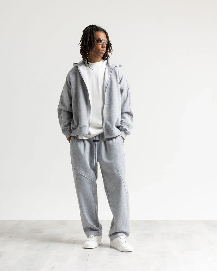 Felpa cappuccio zip - Grigio