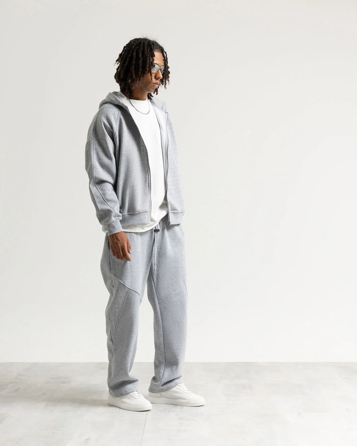 Felpa cappuccio zip - Grigio