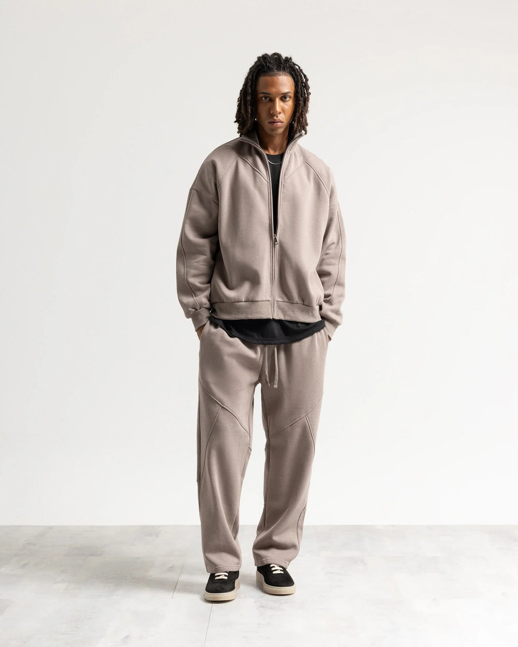 Felpa zip mezzo collo