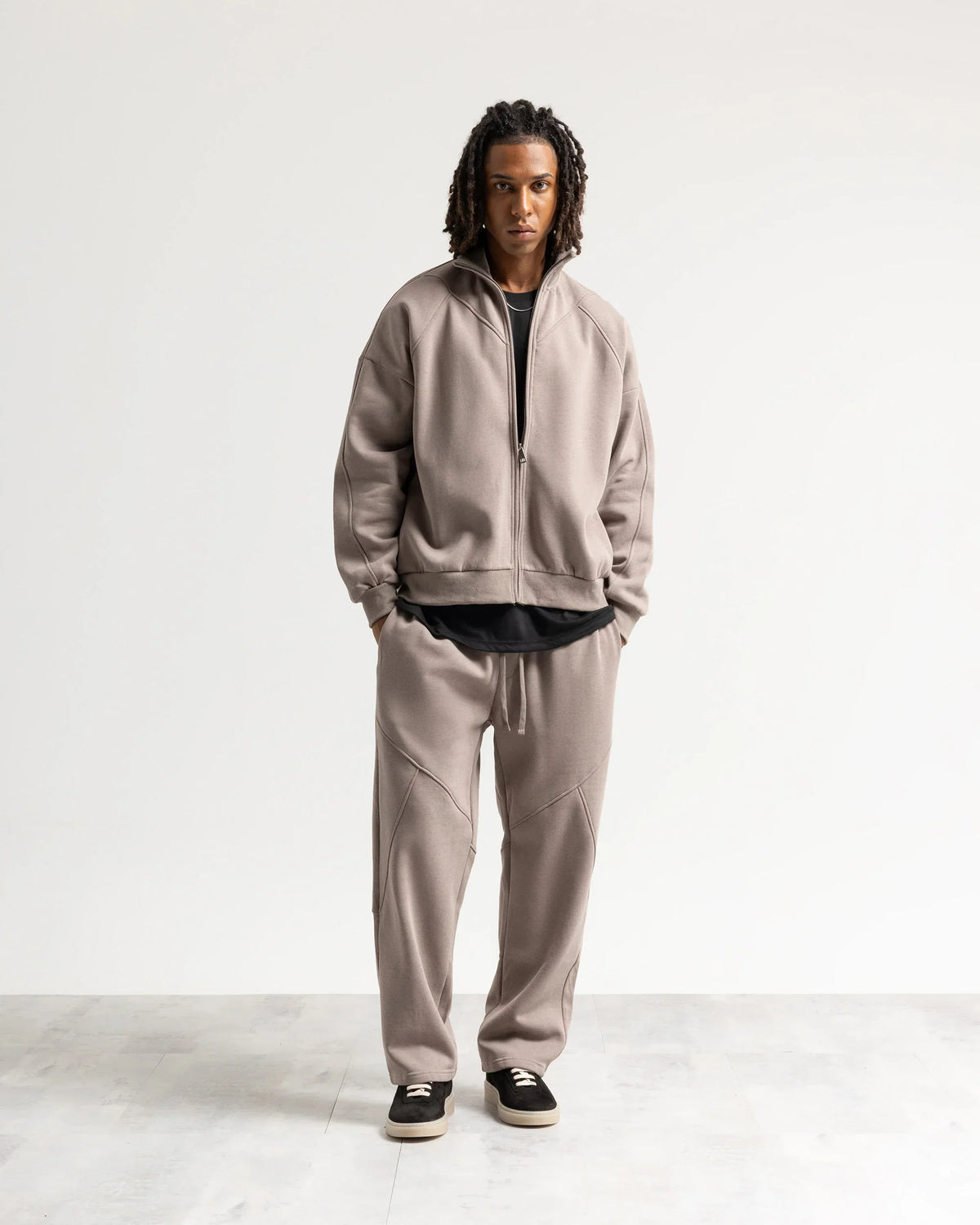 Felpa zip mezzo collo