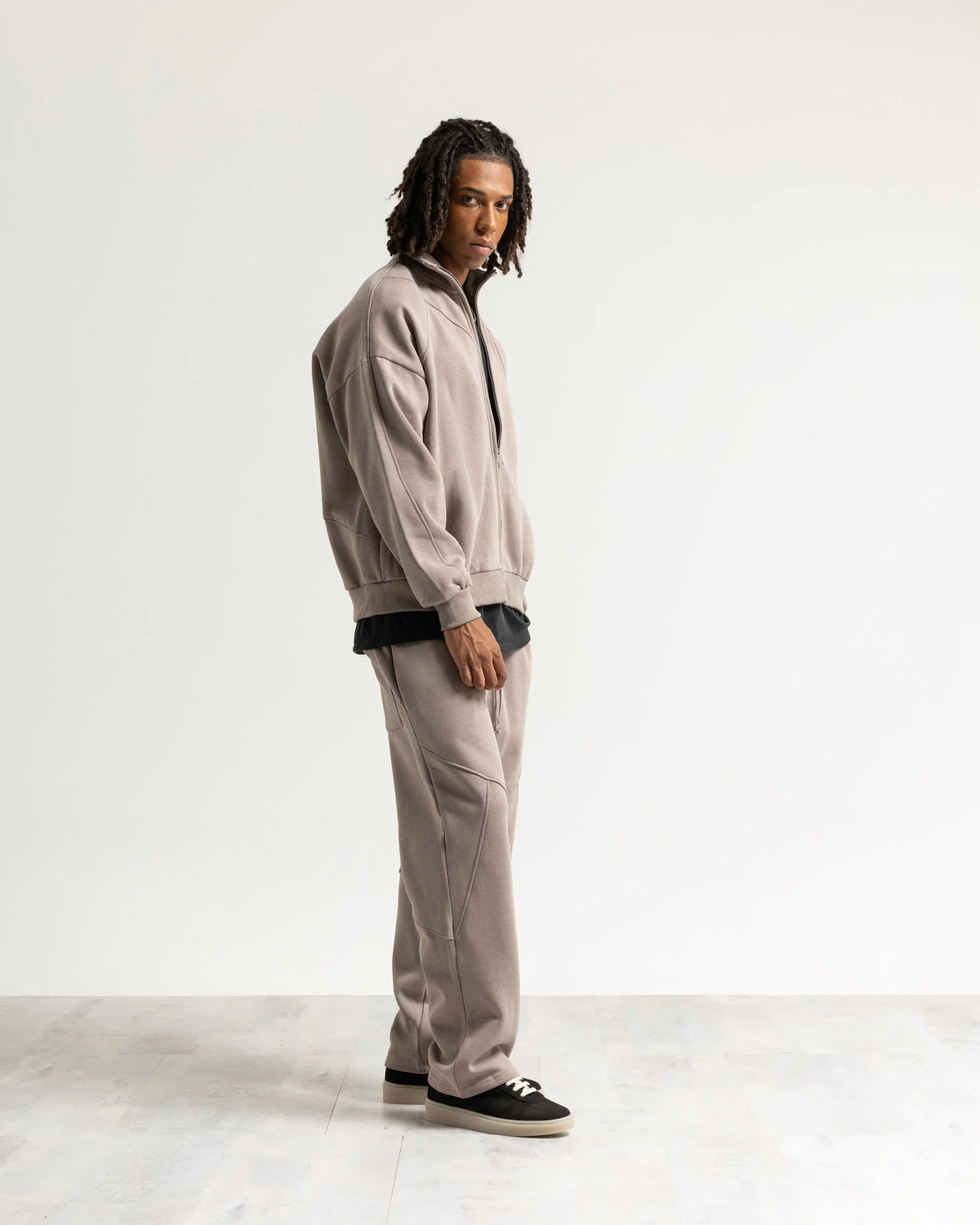 Felpa zip mezzo collo