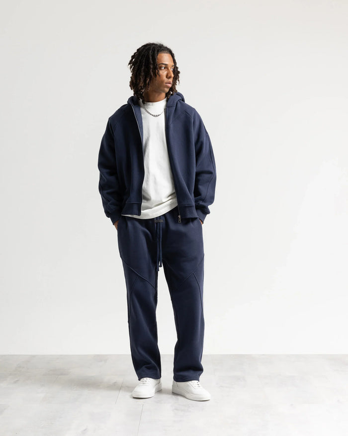 Felpa cappuccio zip - Blu