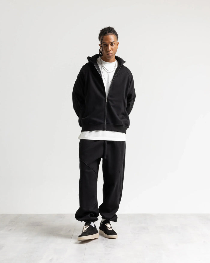 Felpa cappuccio zip - Nero