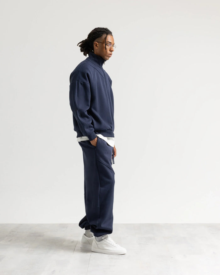 Felpa zip mezzo collo - Blu